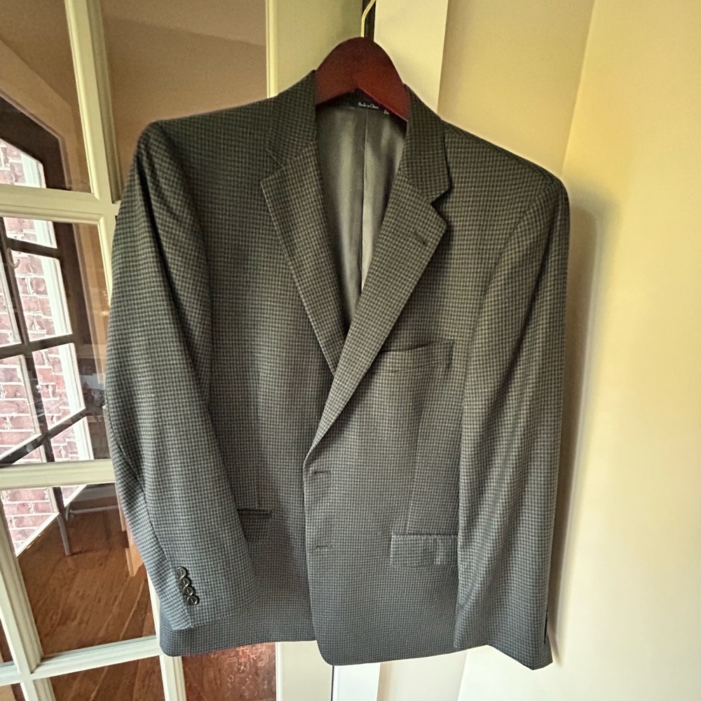 TURNBURY WOOL MENS SPORT COAT BLACK AND GRAY HOUNDSTOOTH